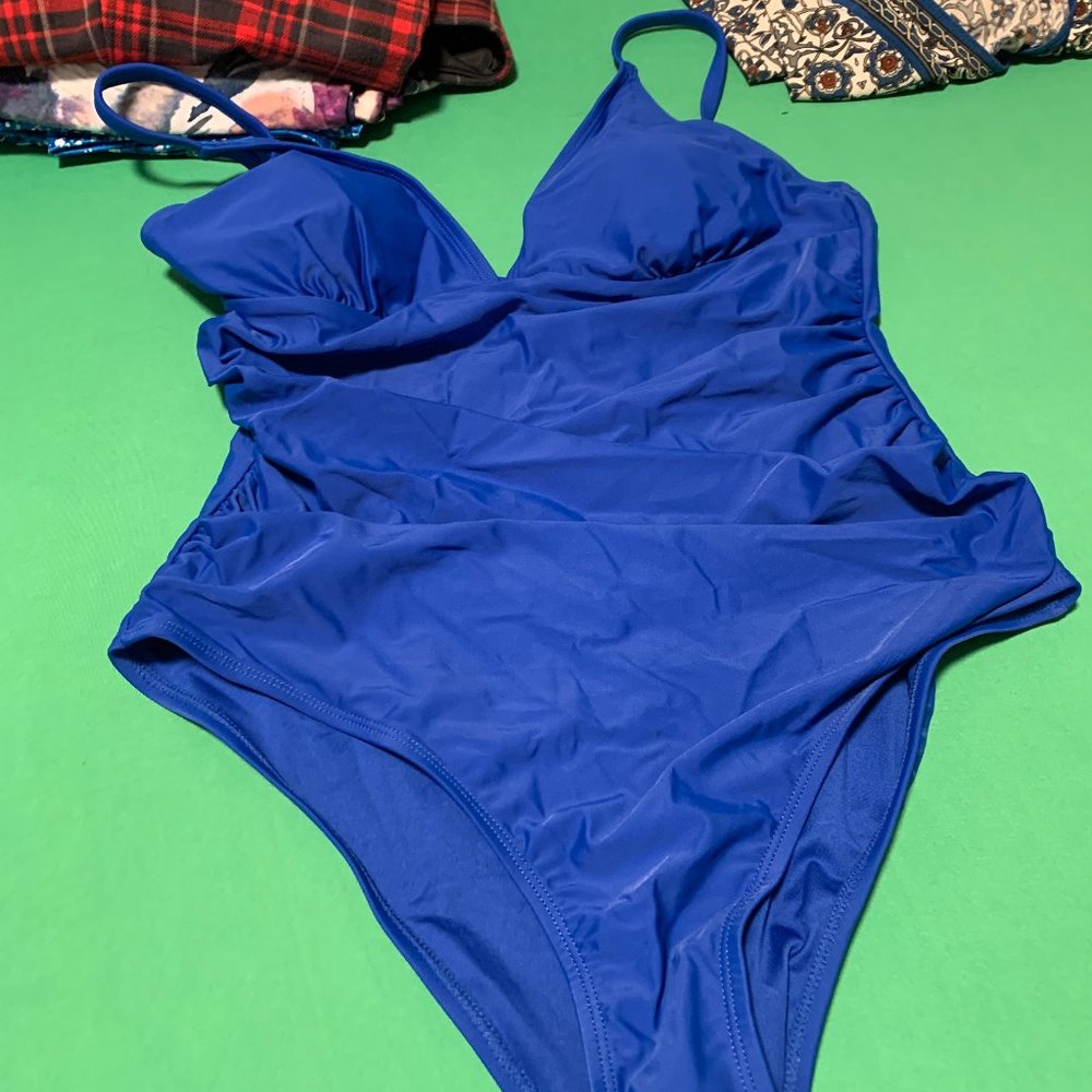 NEW Vibrant Blue one piece swimsuit - XL (last week on then goes to donation)